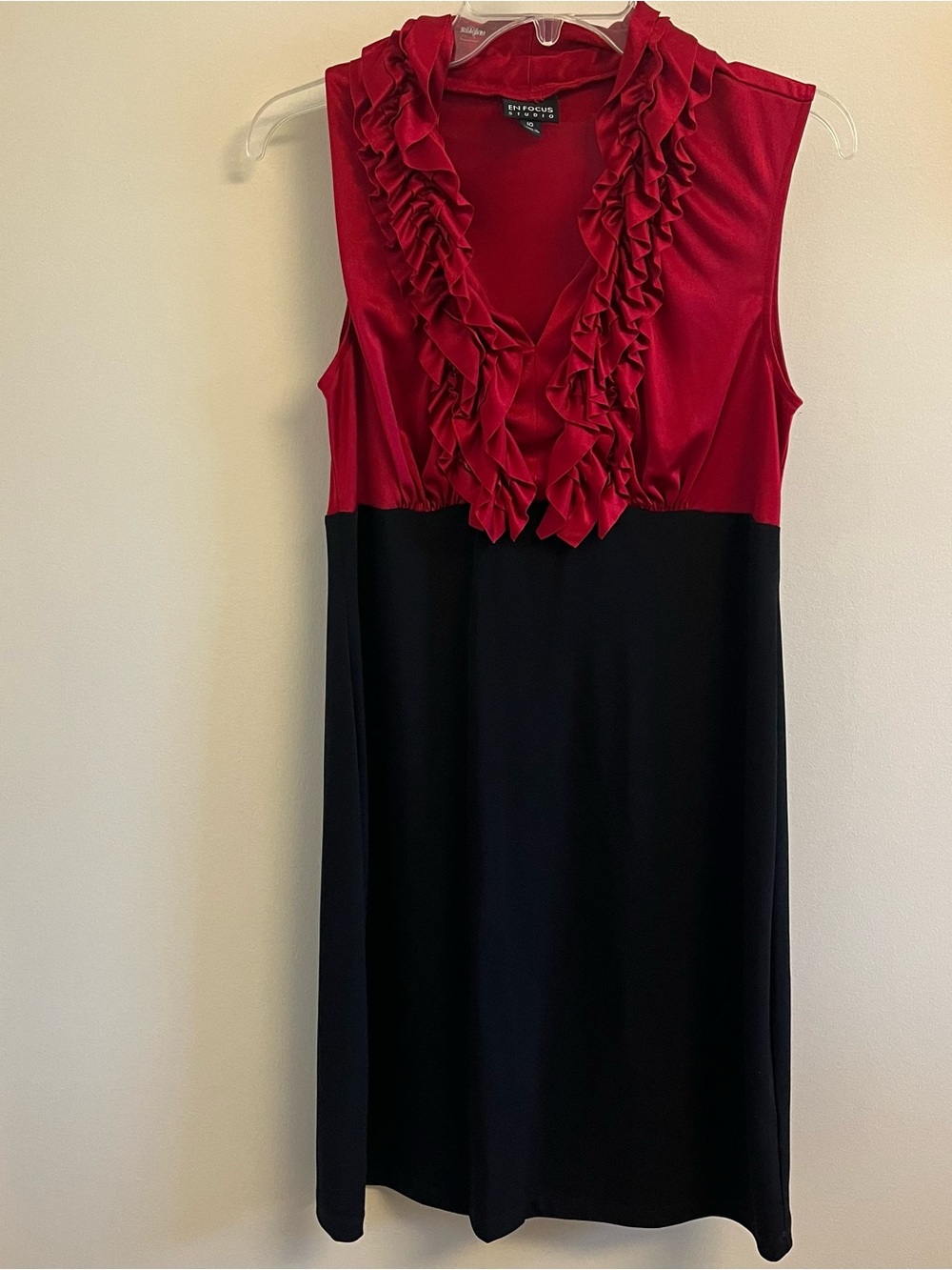 Vintage 90s Whimsigoth Corporate Goth Dress Red Black Retro Sleeveless Sz 10